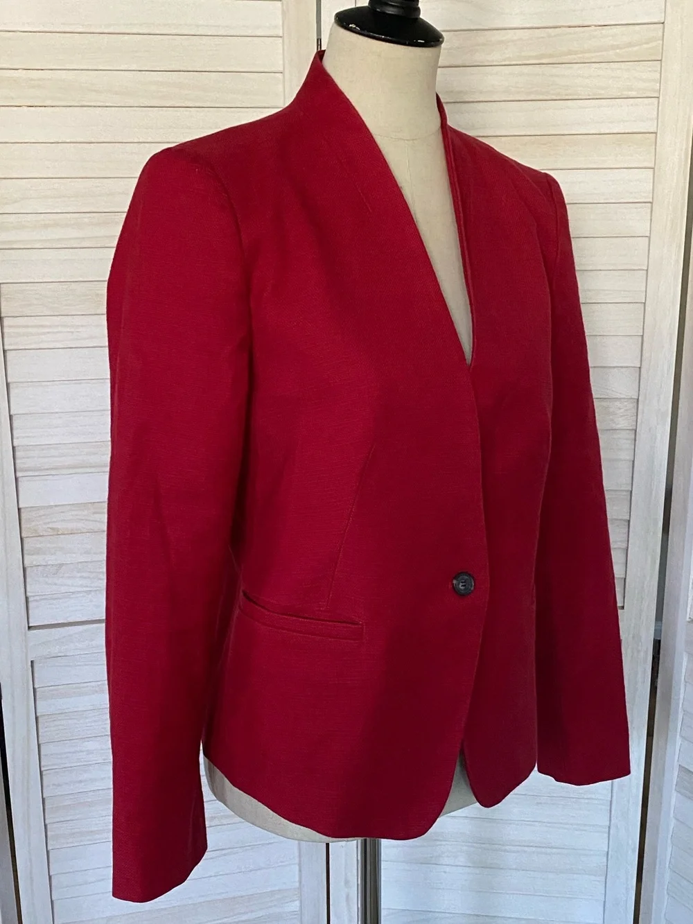 LOFT Textured Collarless Single-Button Blazer SZ 8 - Picture 3 of 12